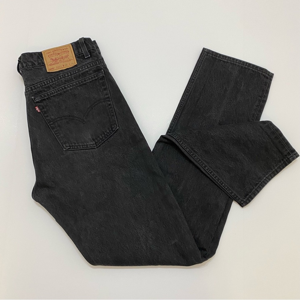 Vintage 90s 505 Levi’s Jeans Red Tag USA Black W38 L36 Straight Leg Regular Fit